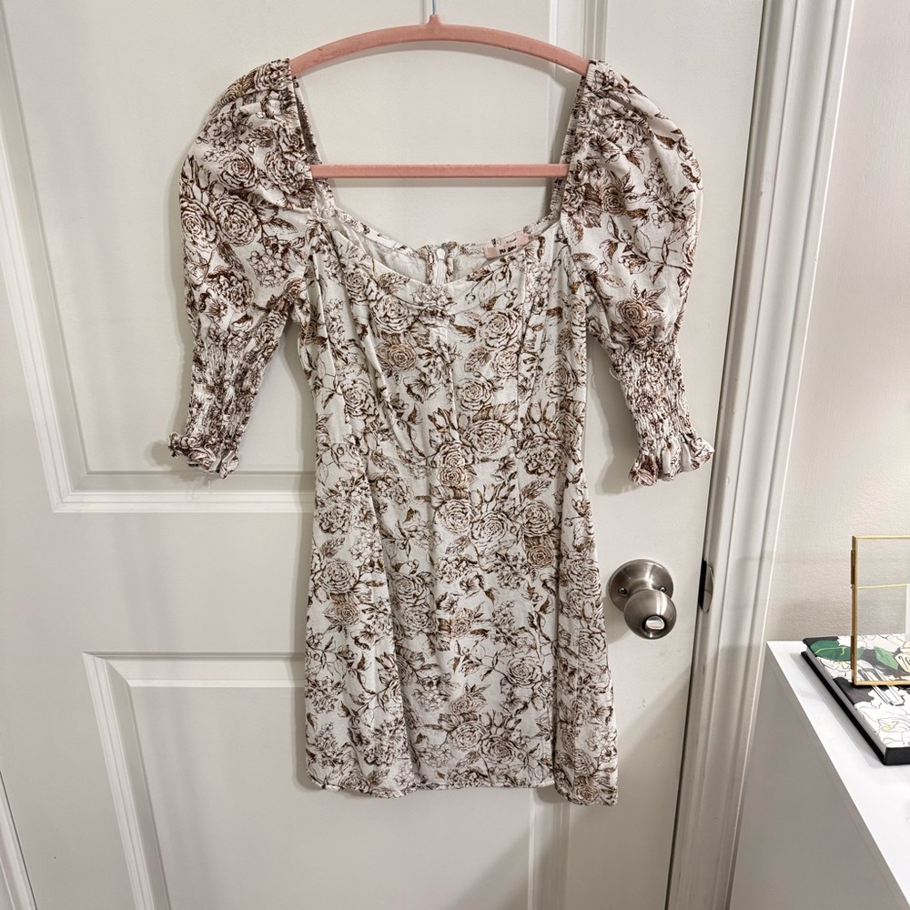 Smocked Sleeve Floral Mini Dress